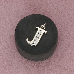 sterling silver cz letter j initial pendant